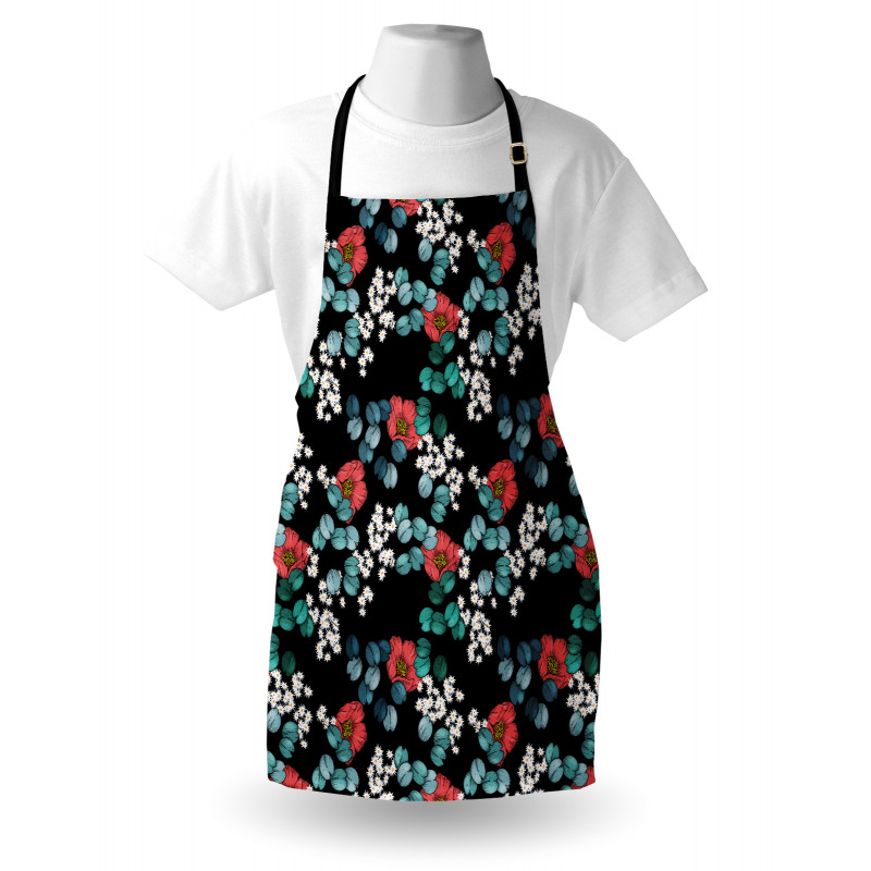 Peony Daisy and Leaves Art Apron