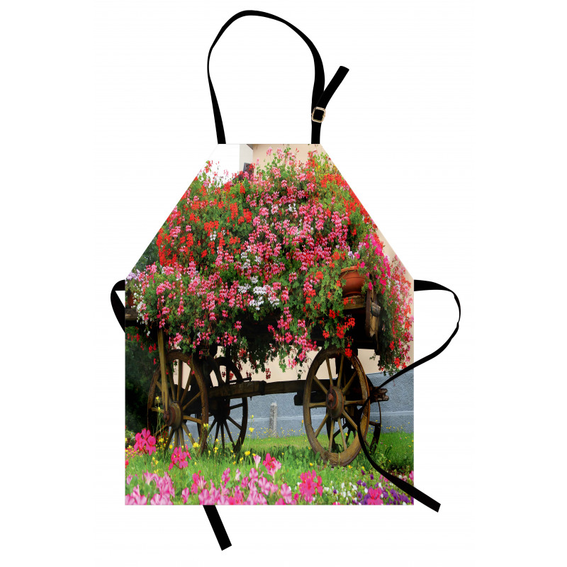 Flowers in Wooden Wagon Apron