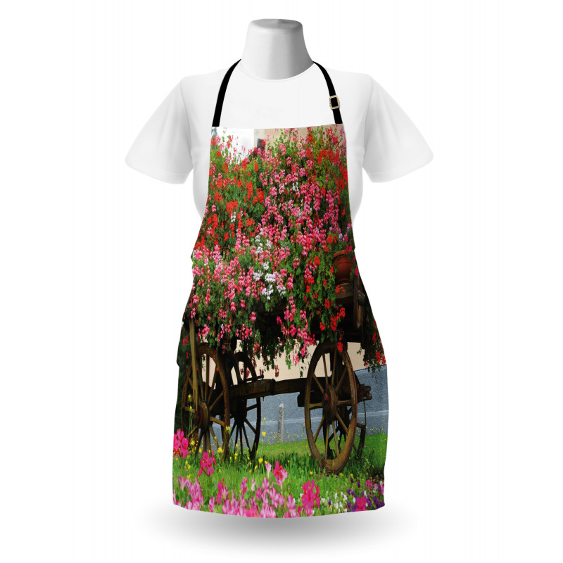 Flowers in Wooden Wagon Apron