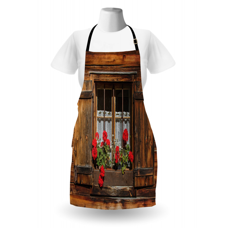 Wooden Hut with Window Apron