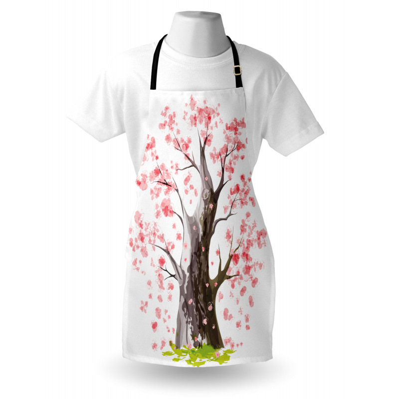 Ağaçlar Mutfak Önlüğü Kiraz Çiçeği Desenli