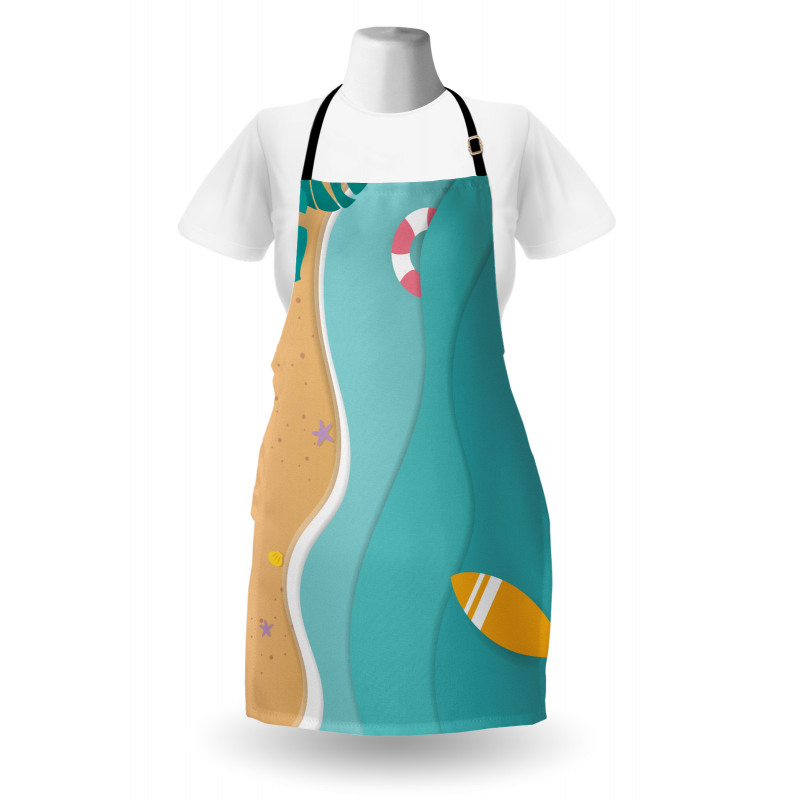 Aerial Cartoon Sea and Beach Apron