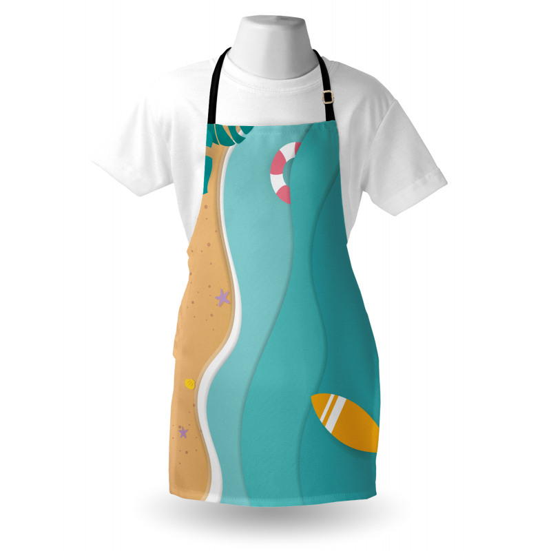 Aerial Cartoon Sea and Beach Apron