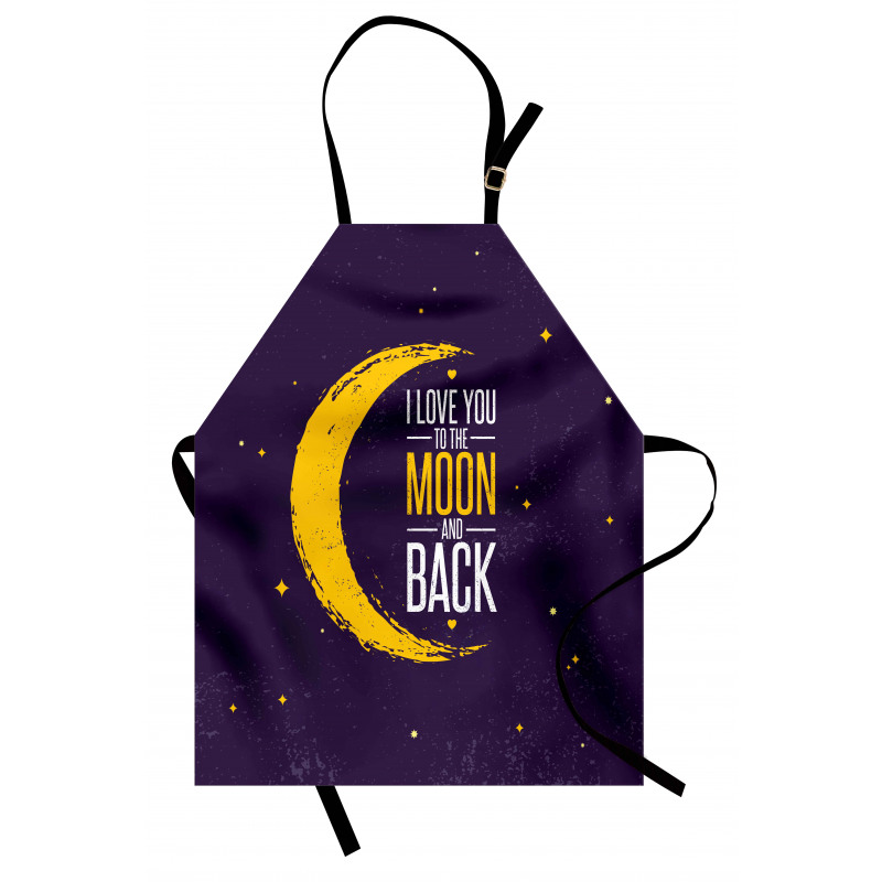 Vintage Mutfak Önlüğü Gökyüzünde Yıldız ve Ay ile İngilizce Yazı