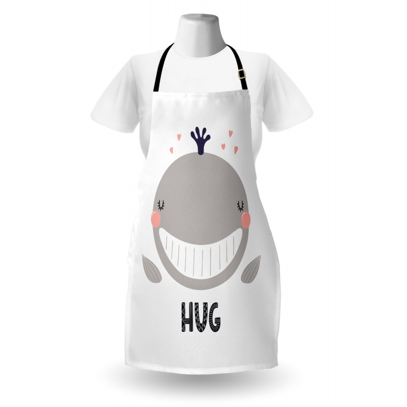 Cheerful Whale Hug Lettering Apron