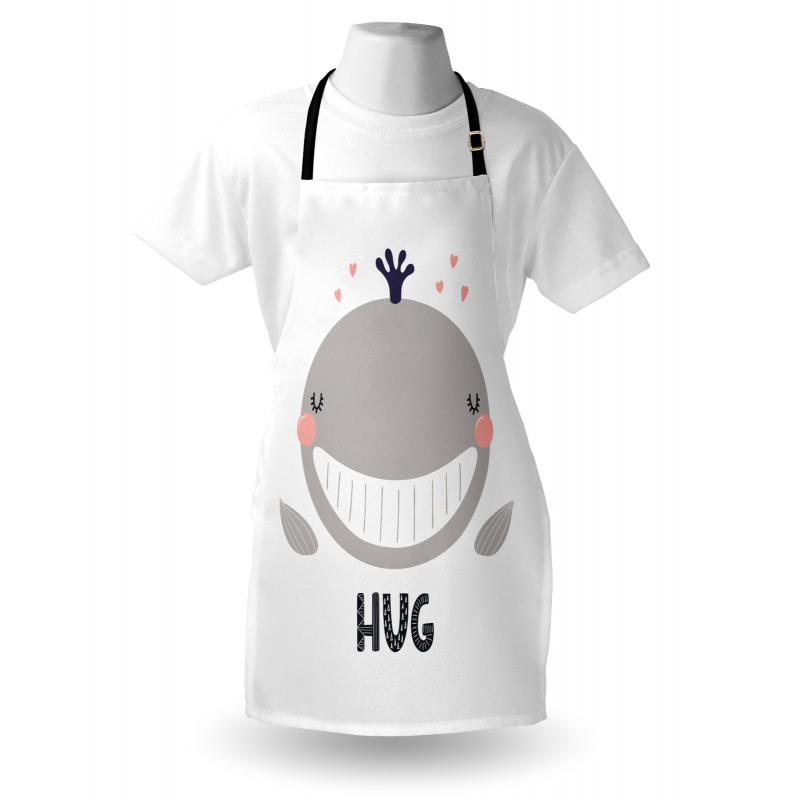 Cheerful Whale Hug Lettering Apron