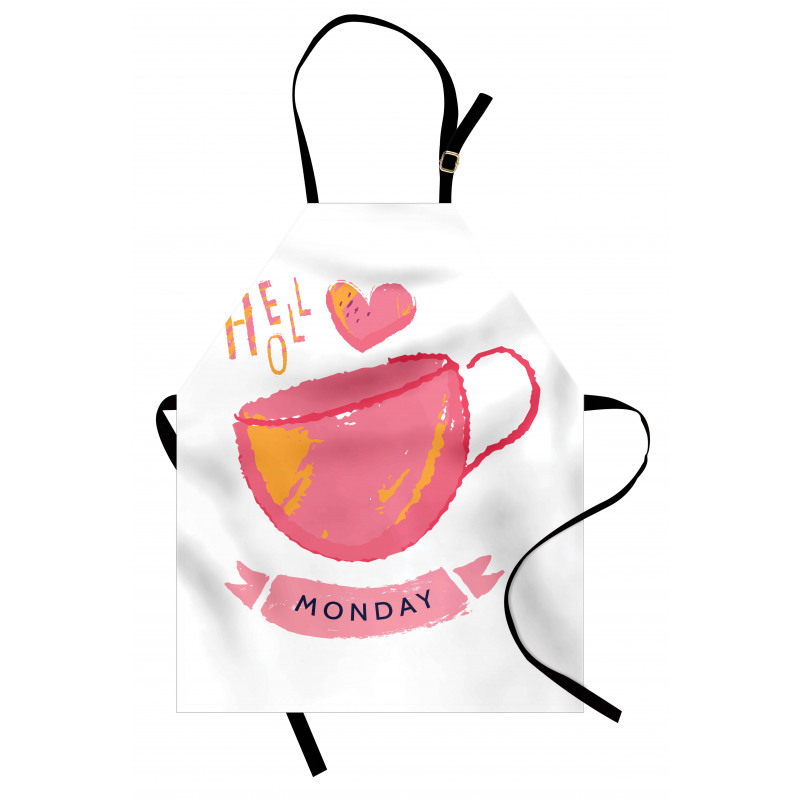 Hello Monday Text and a Mug Apron