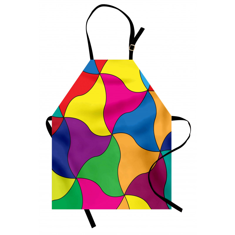 Moda Mutfak Önlüğü Geometrik Desenlerle Vitray Benzeri Çizim