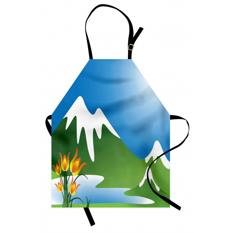 Snowy Mountain Flowers Apron