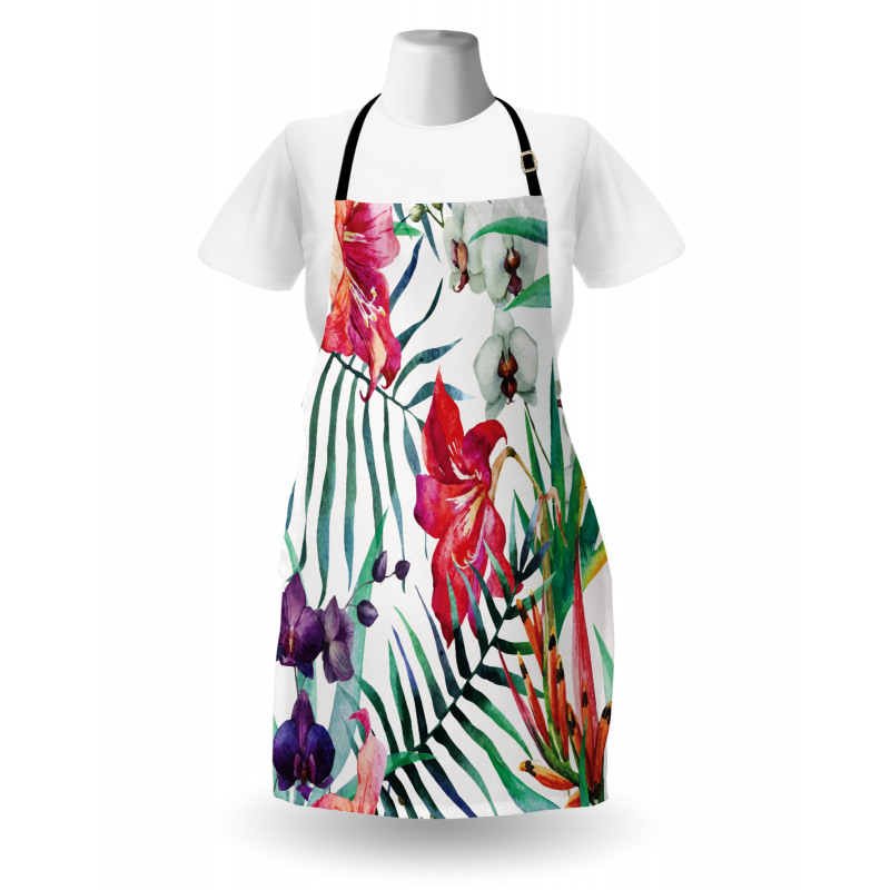 Çiçekli Mutfak Önlüğü Rengarenk Egzotik Sanatsal Çiçek Desenli