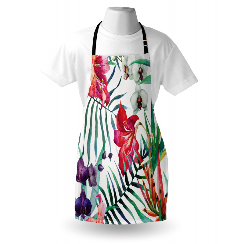 Çiçekli Mutfak Önlüğü Rengarenk Egzotik Sanatsal Çiçek Desenli