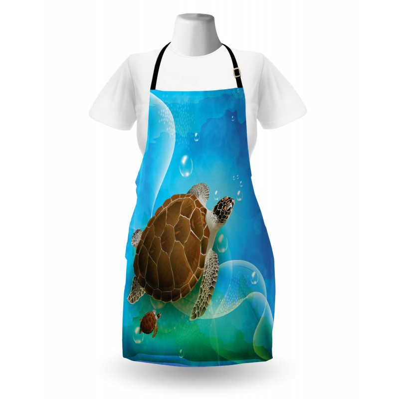 Swimming Turtle Family Apron