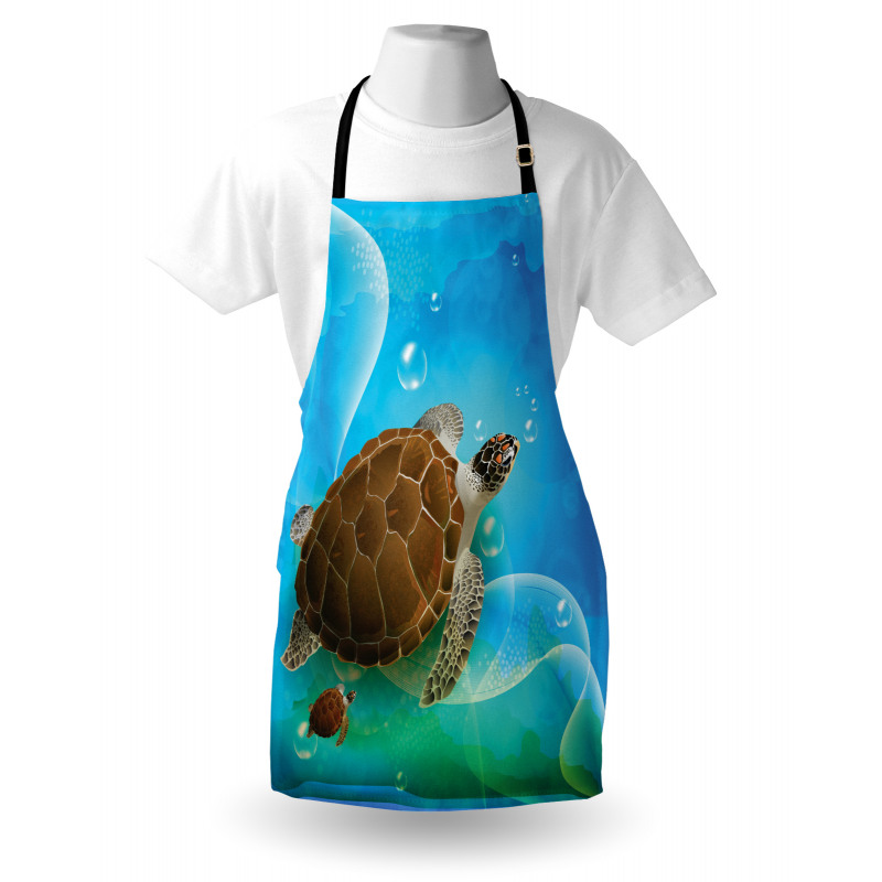 Deniz ve Okyanus Mutfak Önlüğü Deniz Kaplumbağası Sualtı