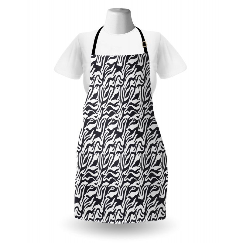 Hayvan Mutfak Önlüğü Siyah ve Beyaz Çizgili Zebra Derisi Desenli