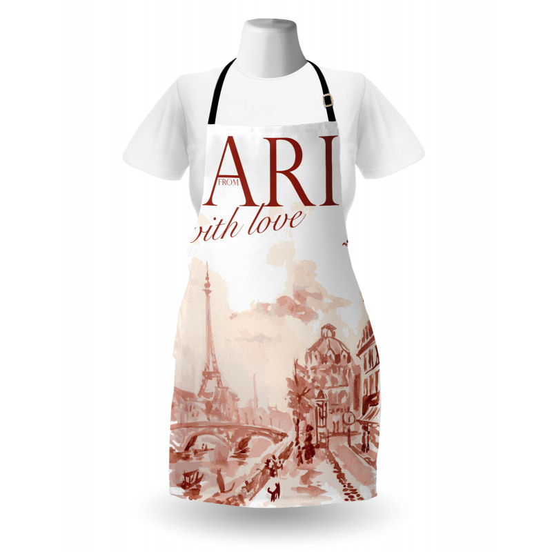 Vintage Watercolor Paris Apron