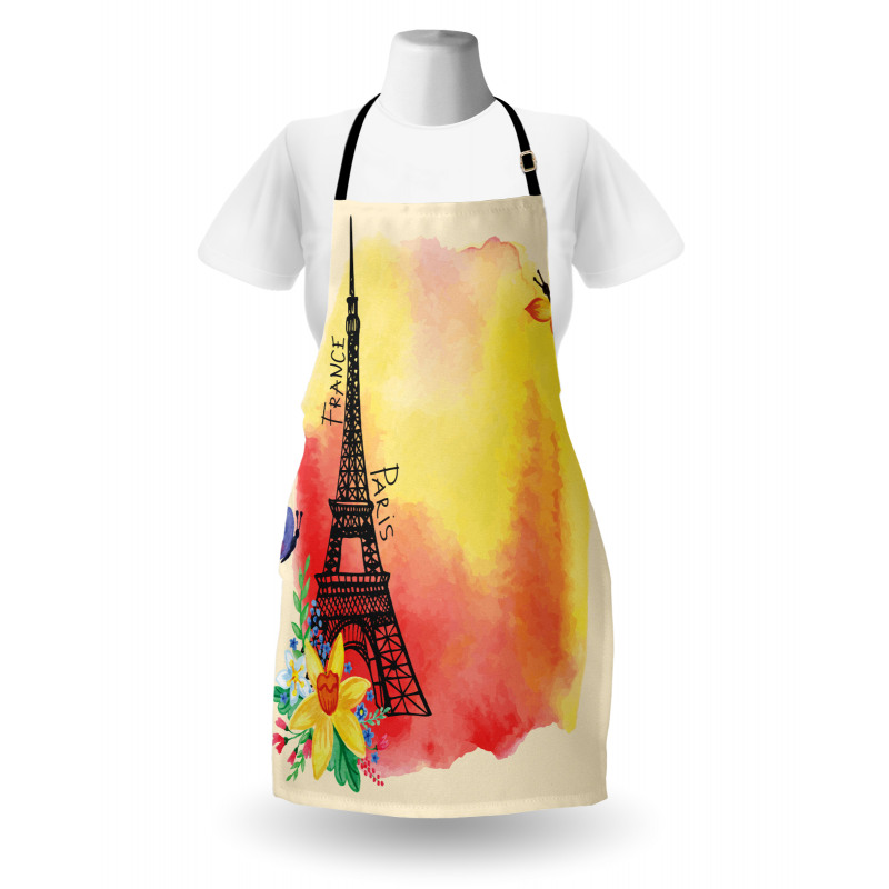 Romantic Floral Eiffel Apron