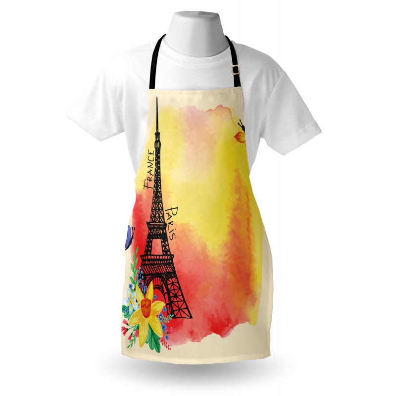 Romantic Floral Eiffel Apron