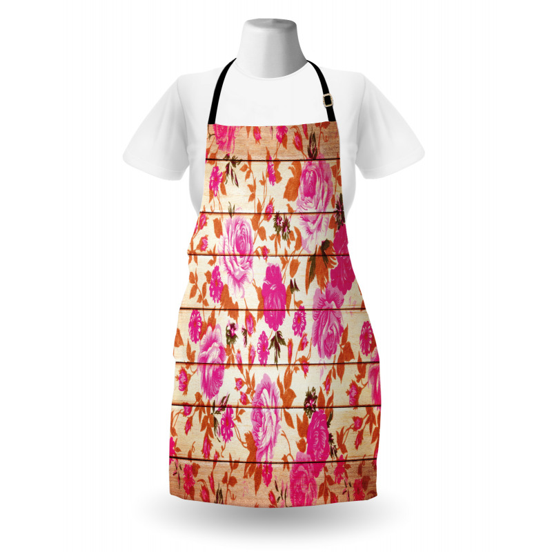 Roses on Wood Backdrop Apron