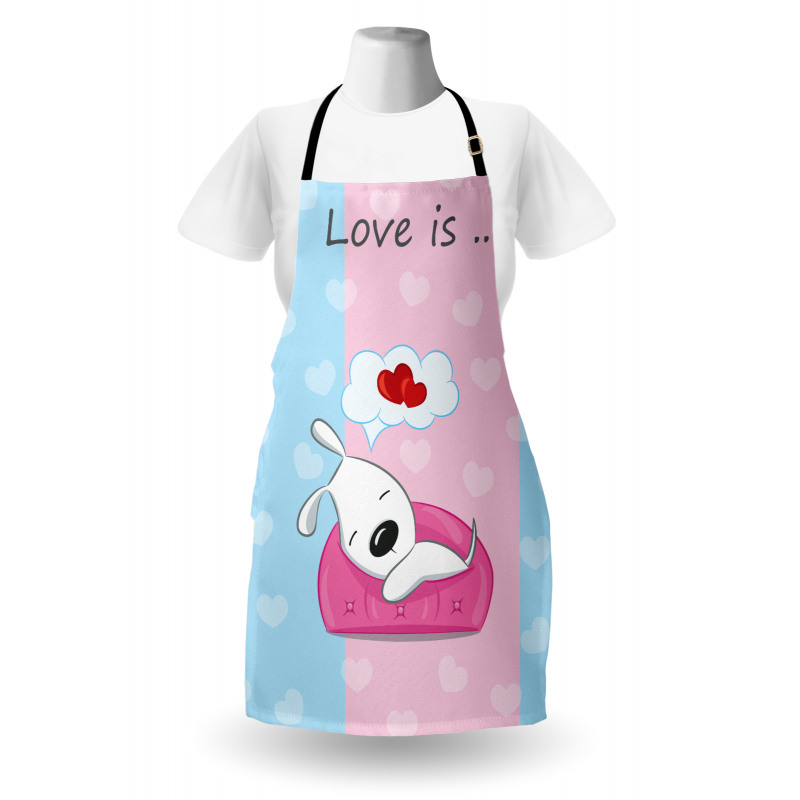 Puppies on Sofa Heart Shape Apron