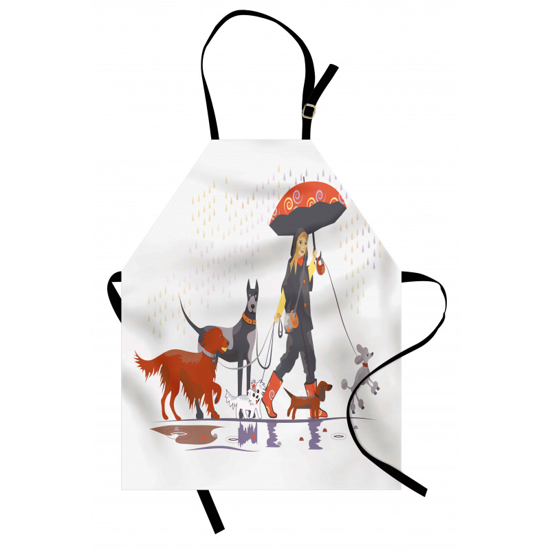 Girl with Dogs in Rain Apron