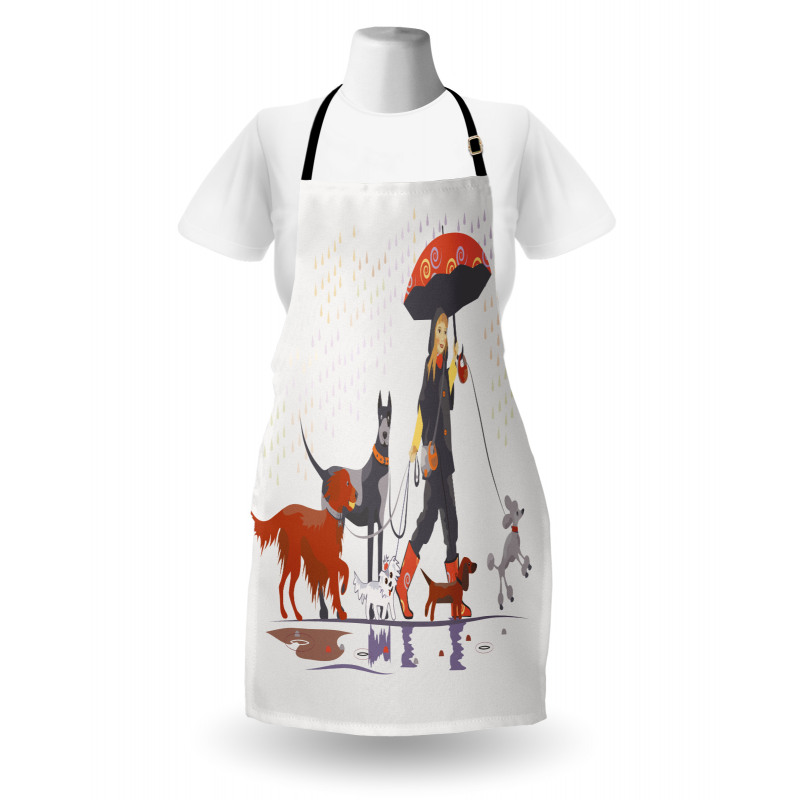 Girl with Dogs in Rain Apron