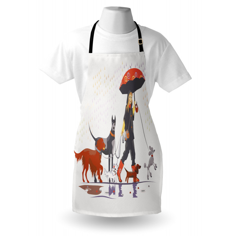 Girl with Dogs in Rain Apron