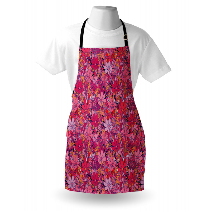 Bahar Mutfak Önlüğü Romantik Renkli Kır Papatyaları Çiçek Deseni