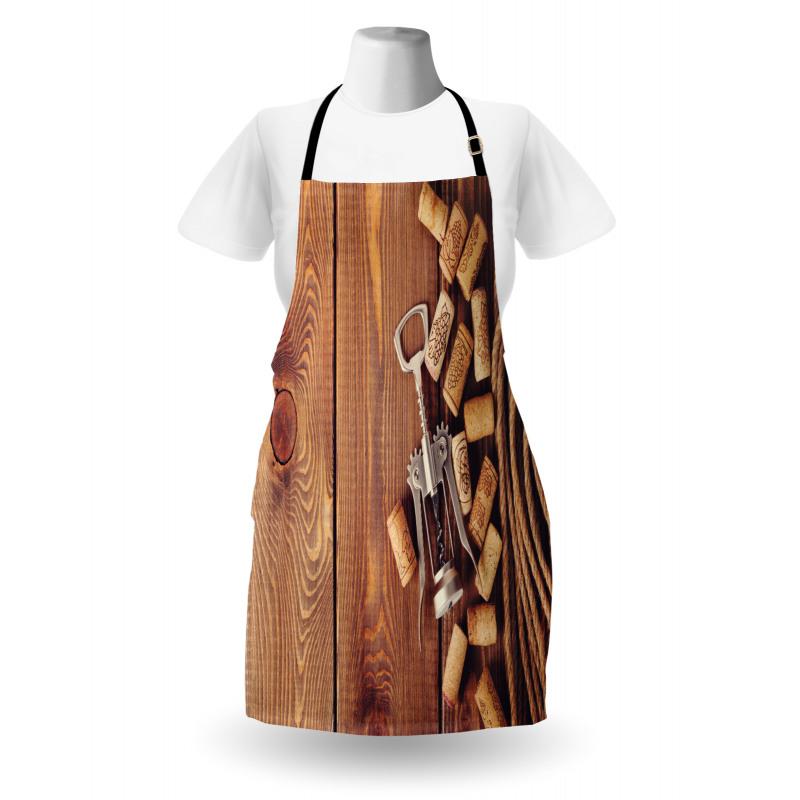 Wooden Table Wine Corks Apron