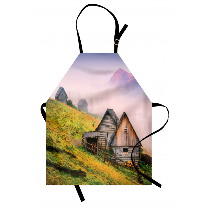 Wooden Houses Mountain Apron