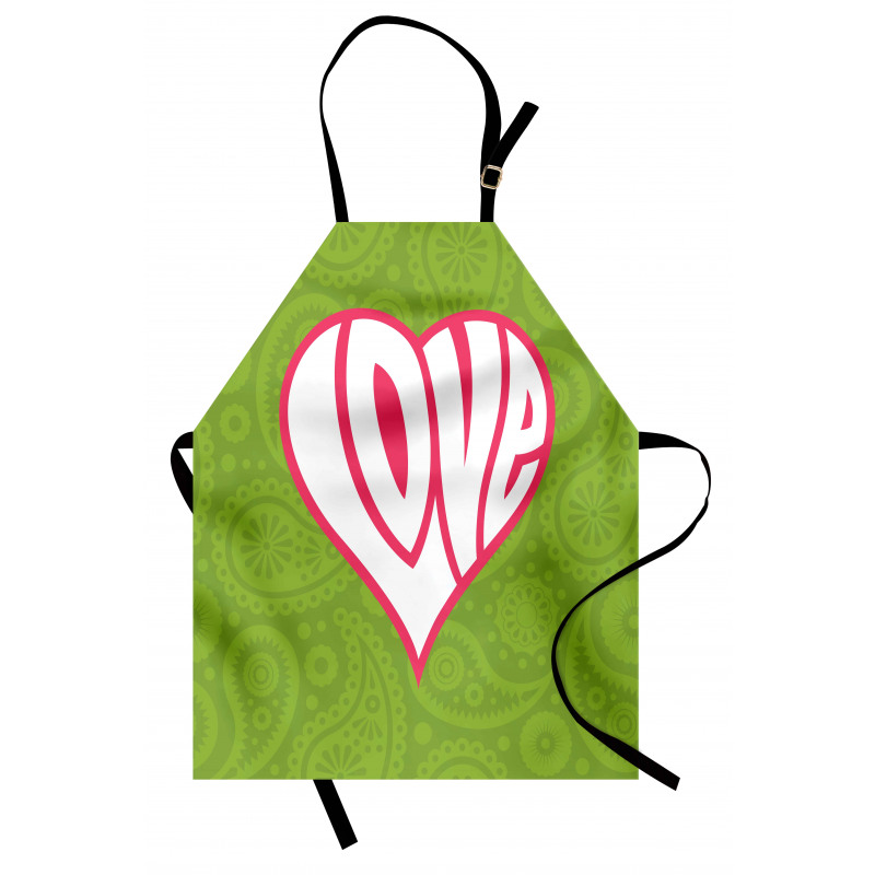 Aşk Mutfak Önlüğü Pateh Desenli Kalp