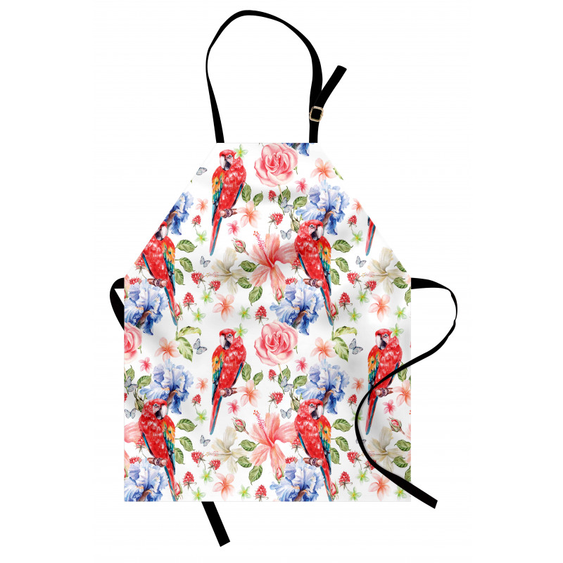 Parrots Iris and Roses Apron