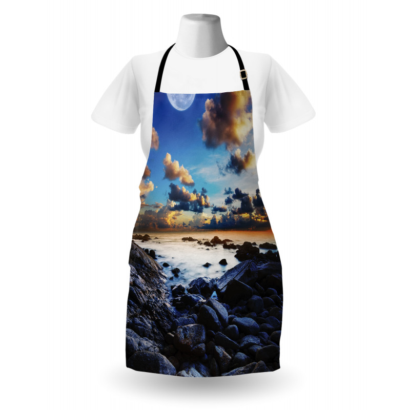 Full Moon Dark Clouds Apron