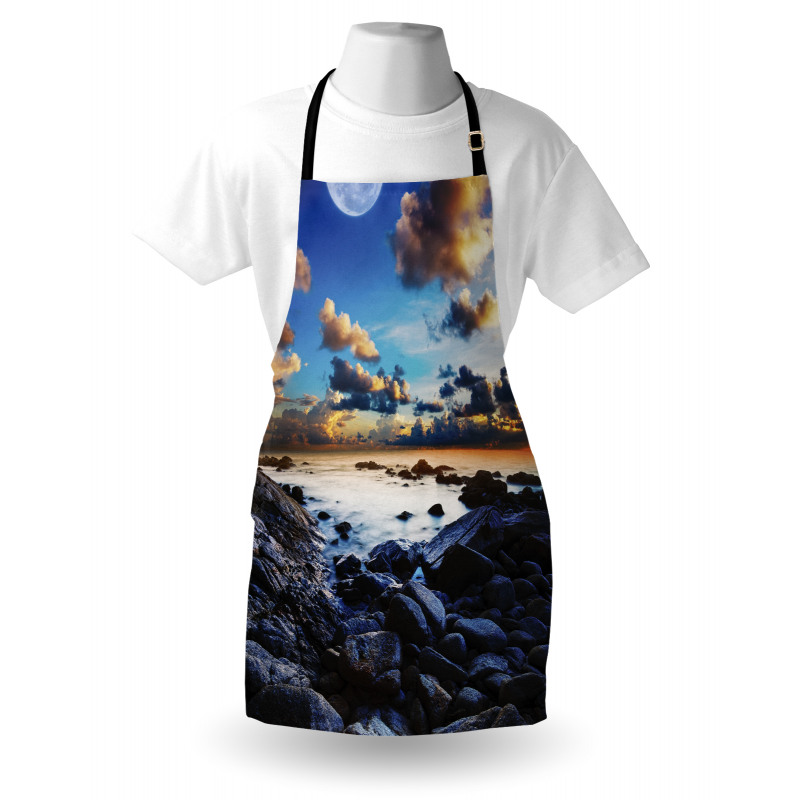 Full Moon Dark Clouds Apron