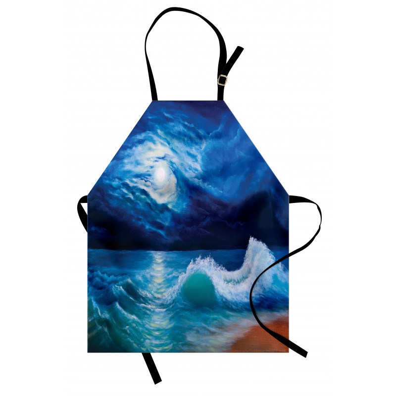 Moonlight over Wavy Sea Apron