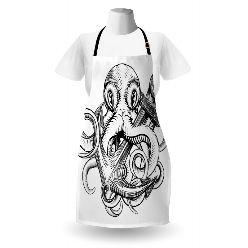 Octopus Ship Sketch Apron