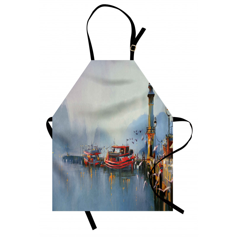 Harbor Boats and Birds Apron