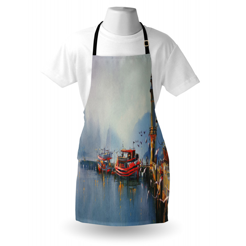 Harbor Boats and Birds Apron