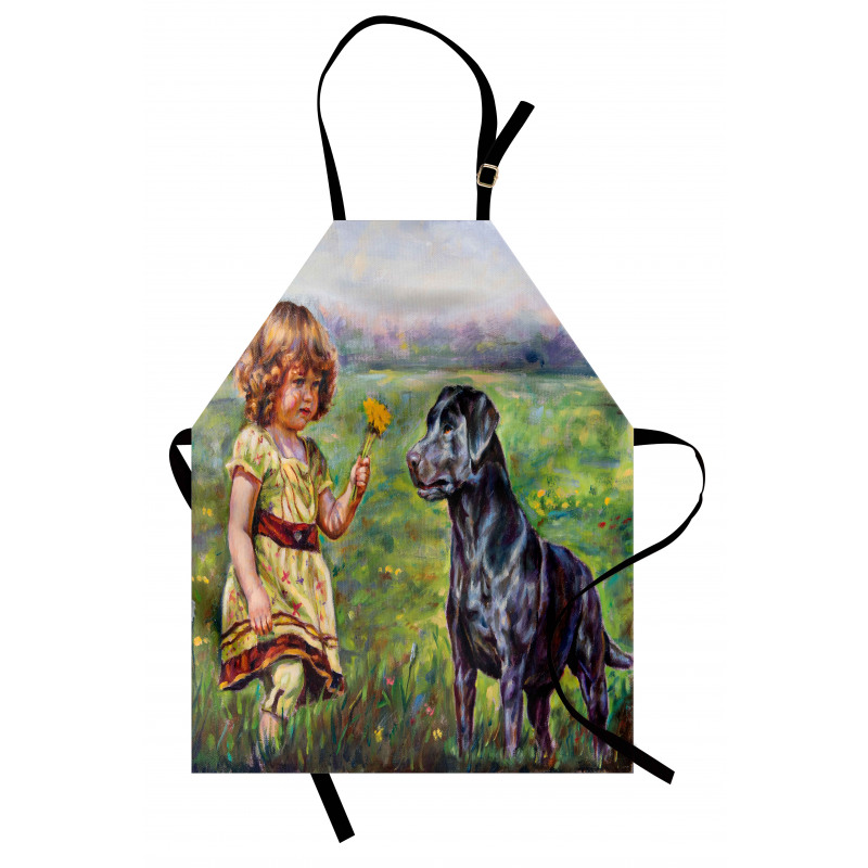 Flower Dog with a Girl Apron