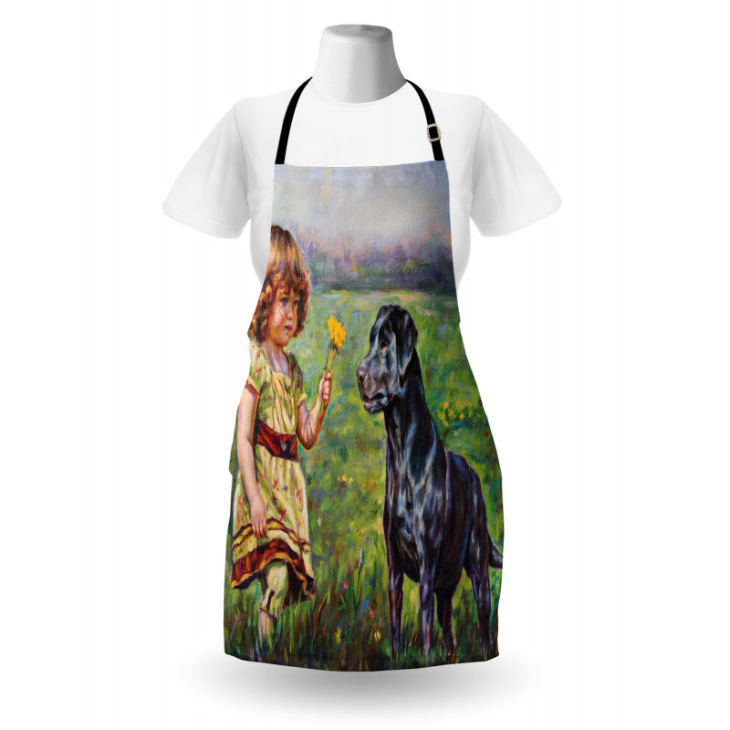 Flower Dog with a Girl Apron