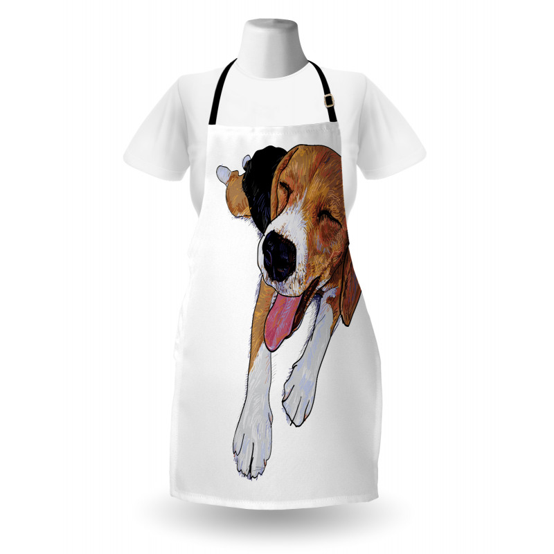 Smiling Resting Dog Sketch Apron