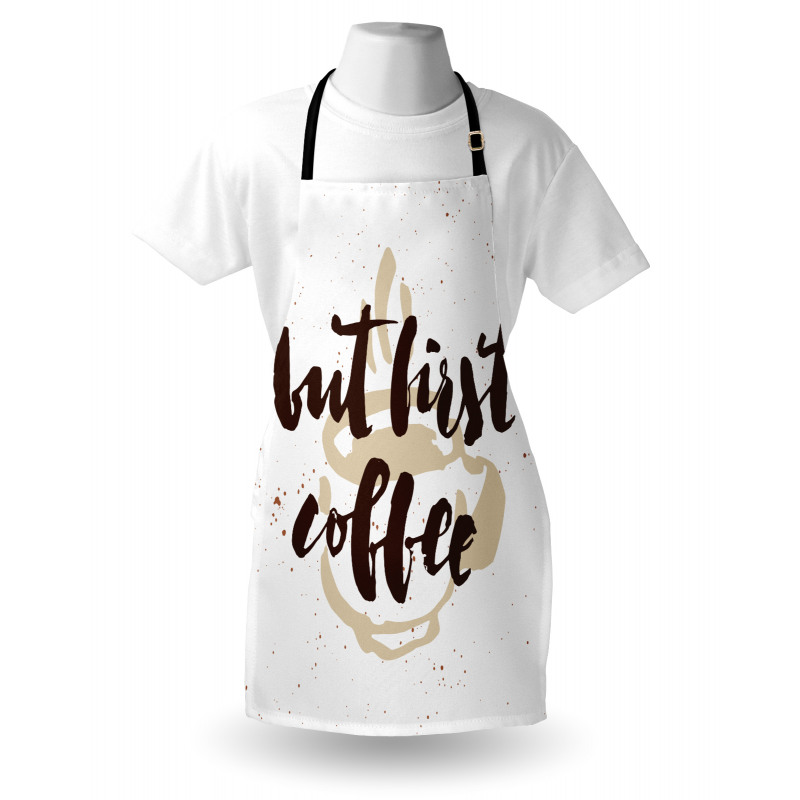 Moda Mutfak Önlüğü Kahve Fincanı Silueti ile İngilizce Yazı İkonu