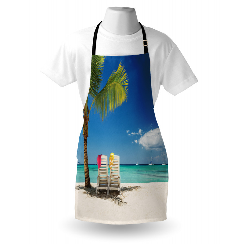 Tropikal Mutfak Önlüğü Tatil Kumsal ve Palmiye