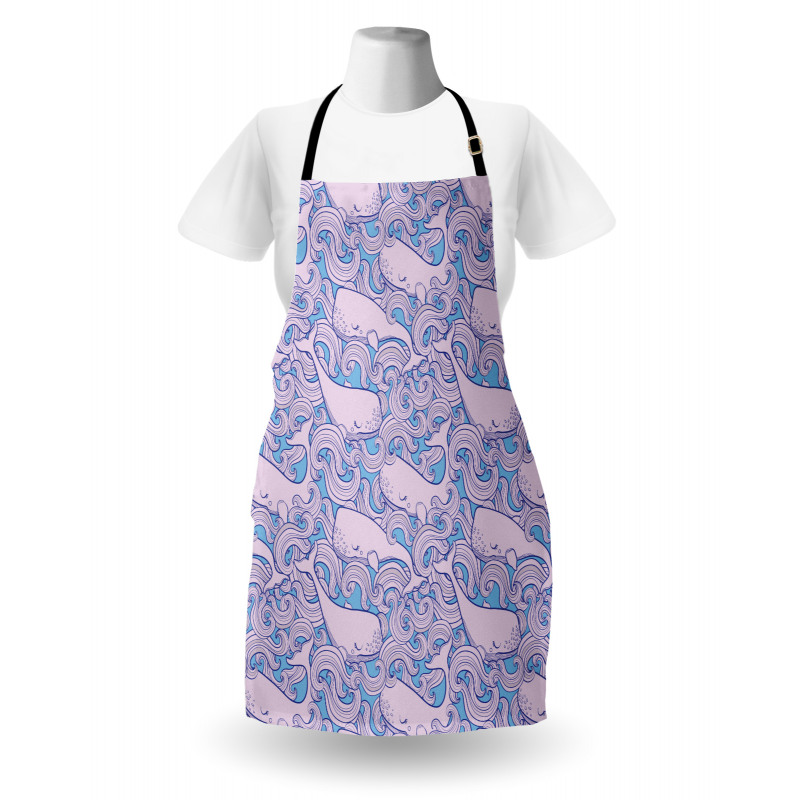 Wavy Motifs and Happy Fish Apron