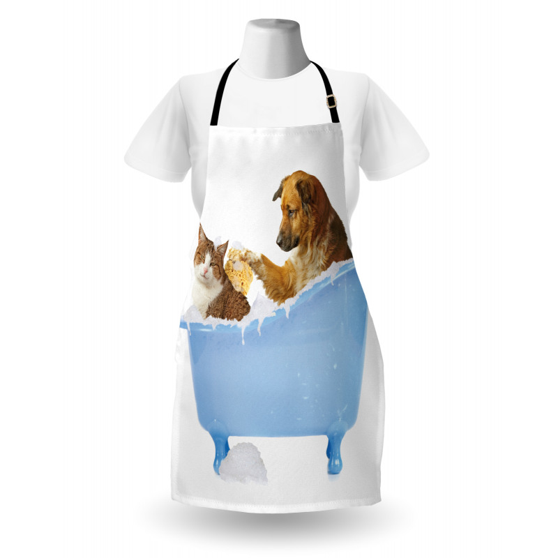 Dog and Cat in Bathtub Apron