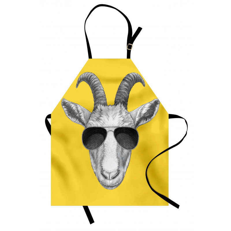 Grey Hand Drawn Goat Apron