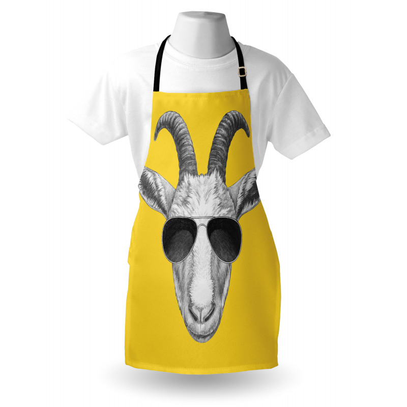 Grey Hand Drawn Goat Apron