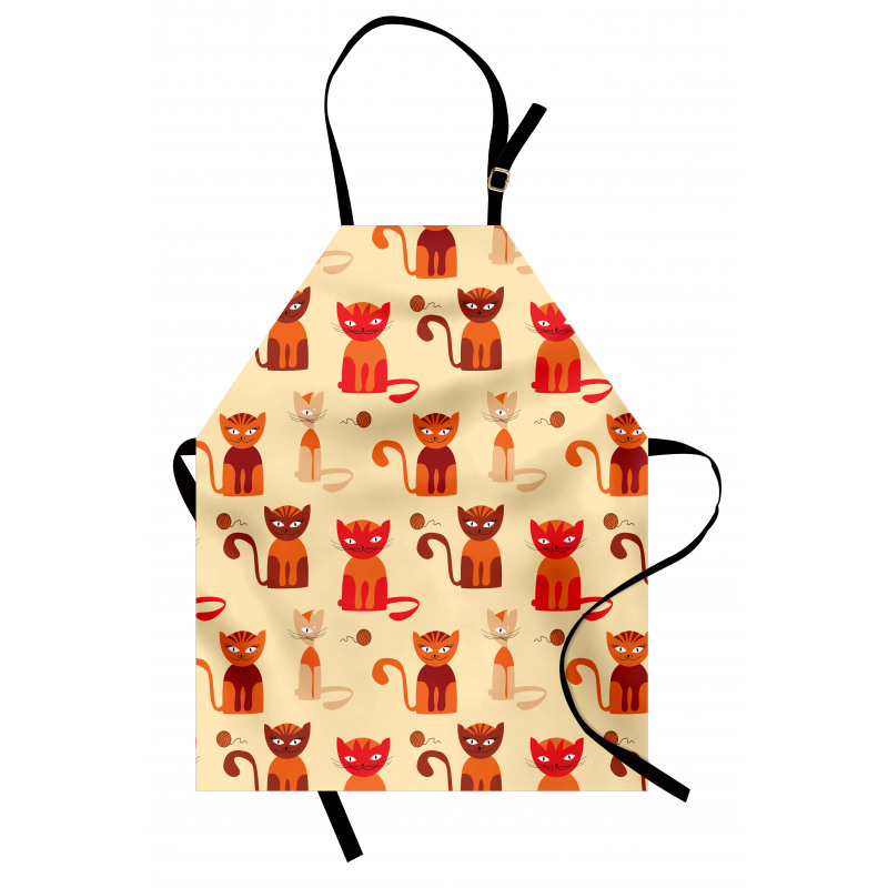 Cats in Paprika Orange Tone Apron