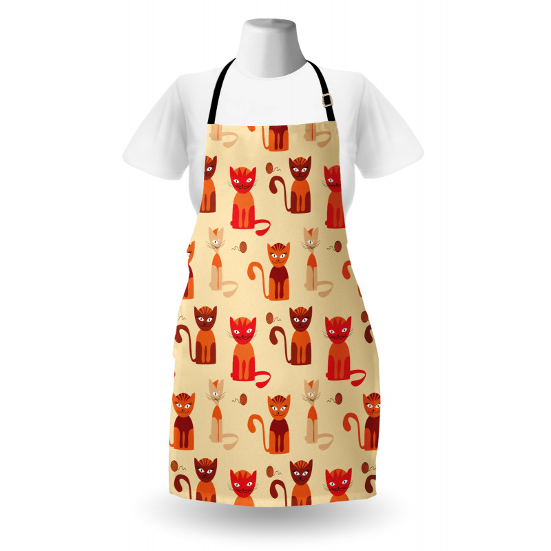 Cats in Paprika Orange Tone Apron