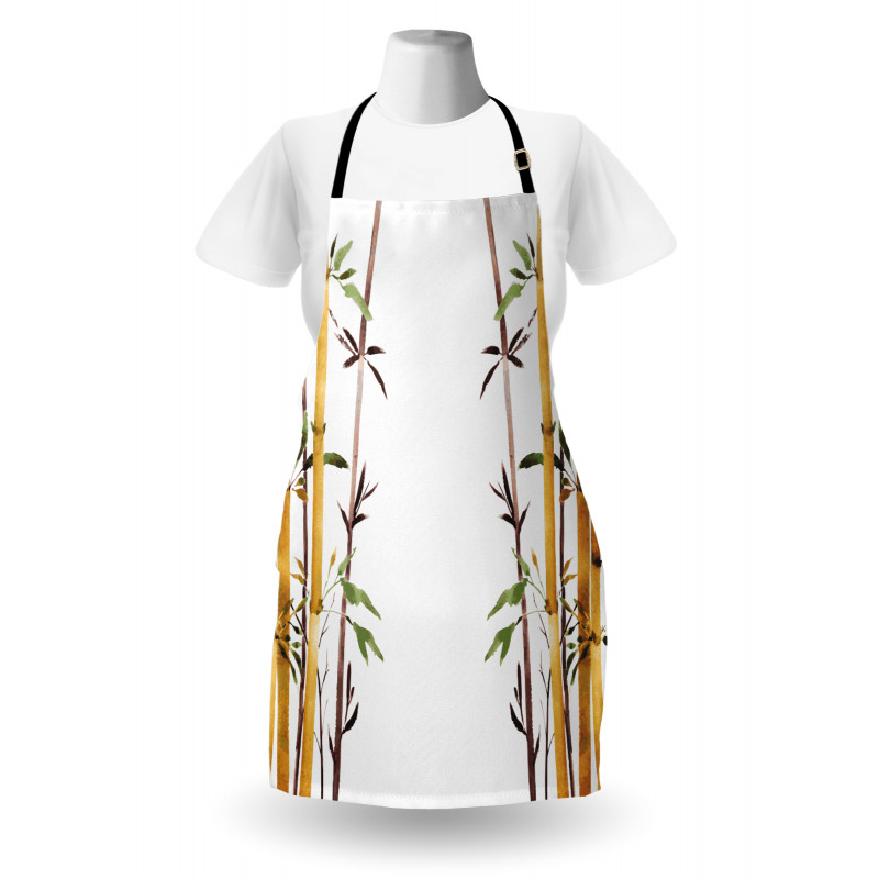 Hand Drawn Bamboos Leaf Apron