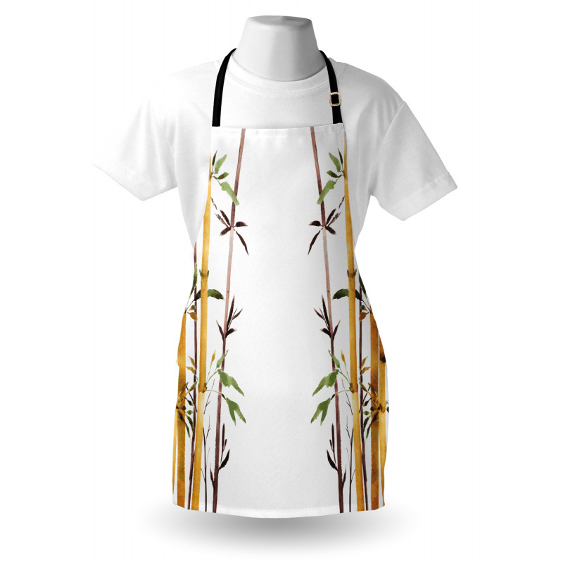 Hand Drawn Bamboos Leaf Apron